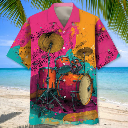 Psychedelic Drum Set Hawaiian Shirt, custom shirt gift for men (view 3)