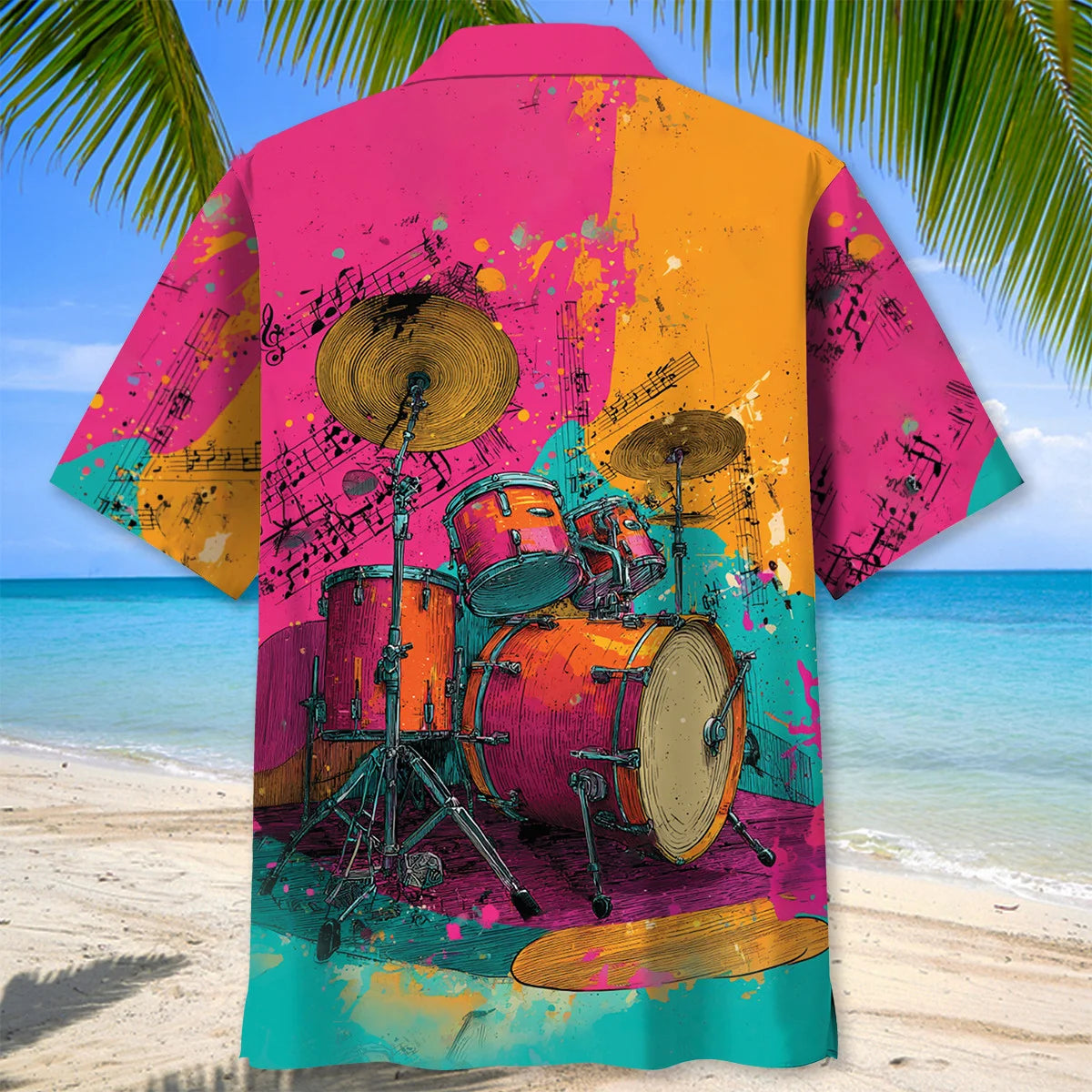 Psychedelic Drum Set Hawaiian Shirt, custom shirt gift for men (view 4)