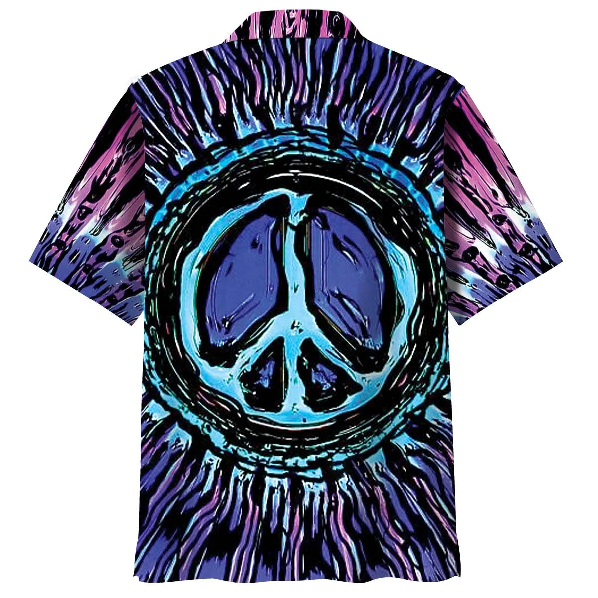 Psychedelic Hippie Peace Symbol Hawaiian Shirt, custom shirt gift for men (view 3)