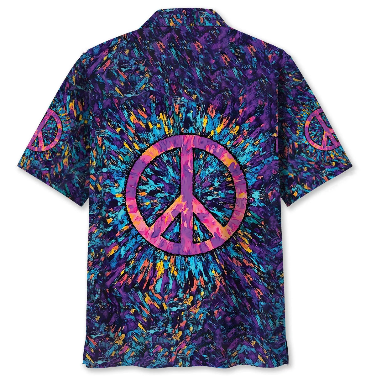 Psychedelic Peace Sign Hawaiian Shirt, custom shirt gift for men (view 3)