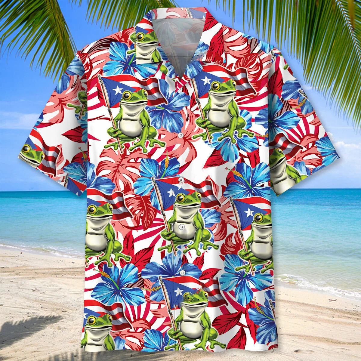 Puerto Rico Tropical Hawaiian Shirt, custom shirt gift for men