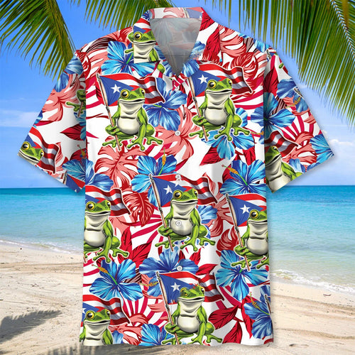 Puerto Rico Tropical Hawaiian Shirt, custom shirt gift for men