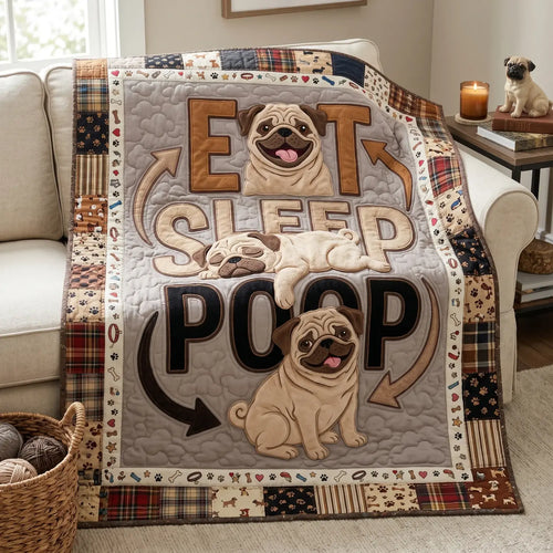 Pug Daily Life Quilt Blanket