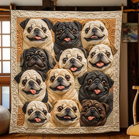 Pug Friends Quilt Blanket