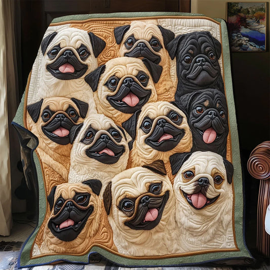Pug Squad Quilt Blanket