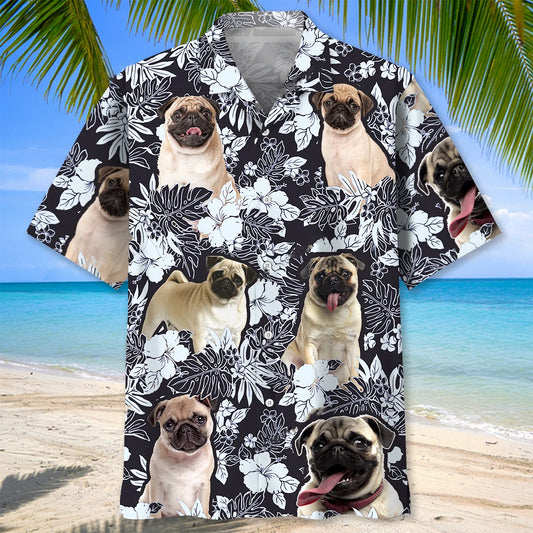 Pug Tropical Men Hawaiian Shirt, custom shirt gift for men