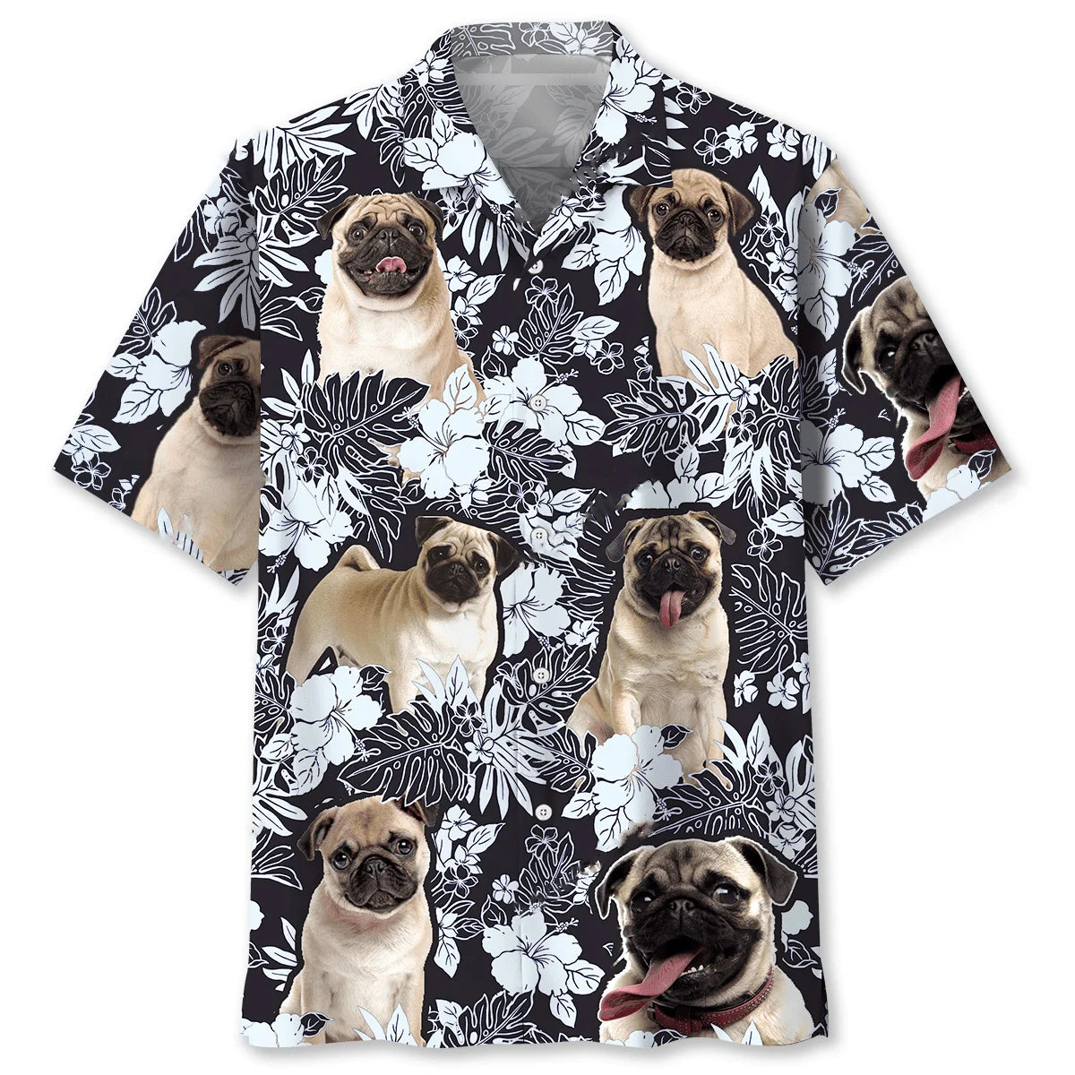 Pug Tropical Men Hawaiian Shirt, custom shirt gift for men (view 2)