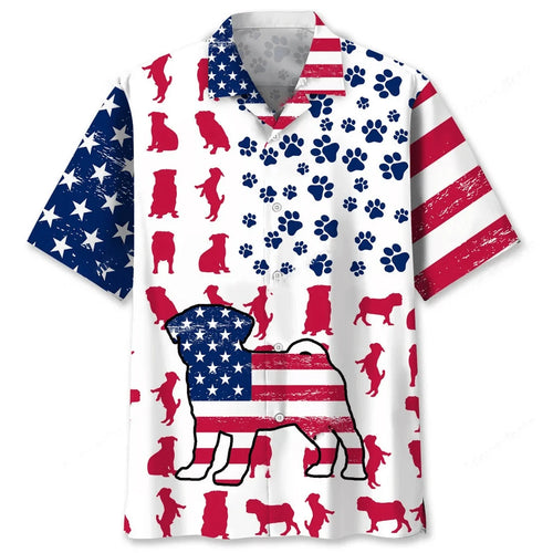 Pug Usa Flag Hawaiian Shirt, patriotic gift for 4th of July