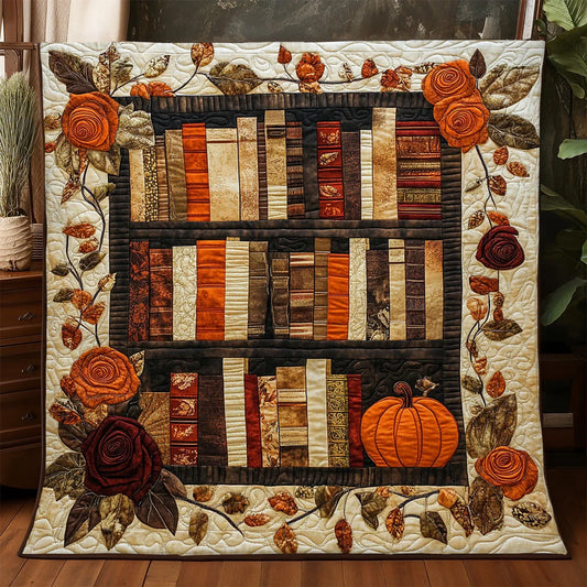 Pumpkin Bookshelf Quilt Blanket