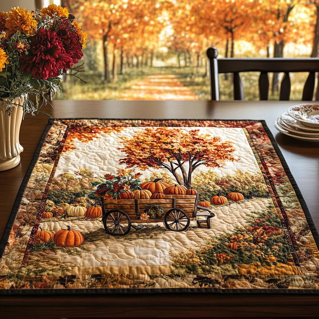 Pumpkin Harmony Quilted Table Topper