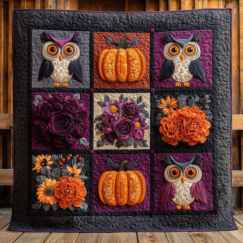 Pumpkin Owl Quilt Blanket