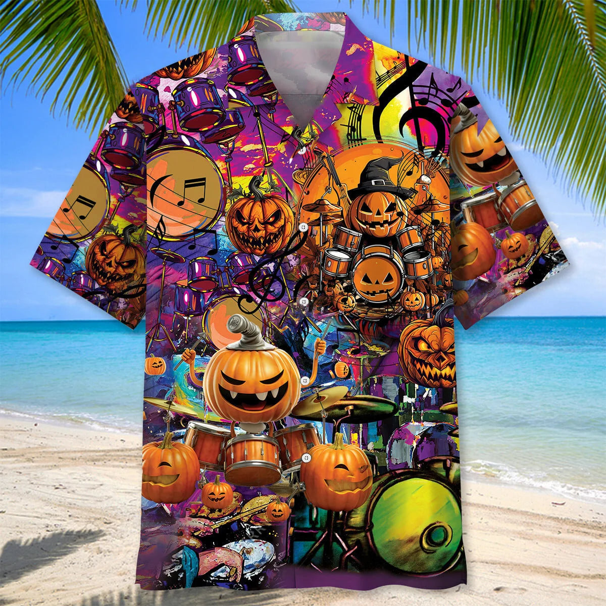 Pumpkin Drummer Halloween Hawaiian Shirt, custom shirt gift for men