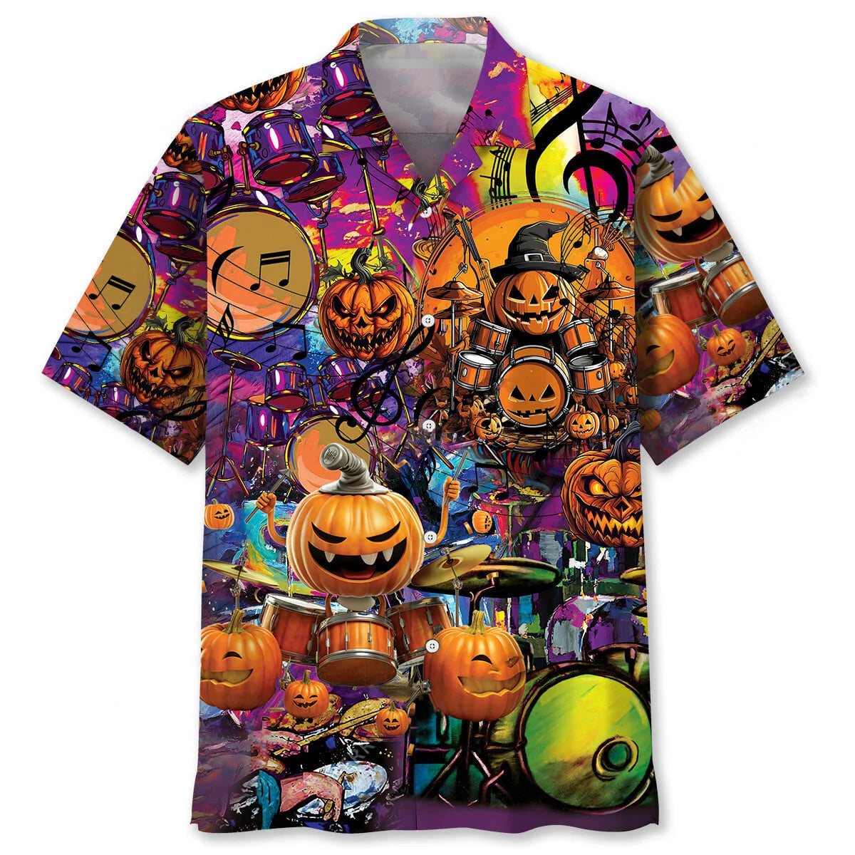 Pumpkin Drummer Halloween Hawaiian Shirt, custom shirt gift for men (view 2)