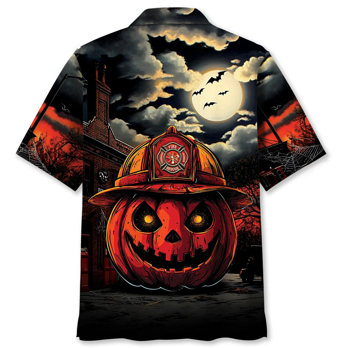 Pumpkin Firefighter Hawaiian Shirt, custom shirt gift for men