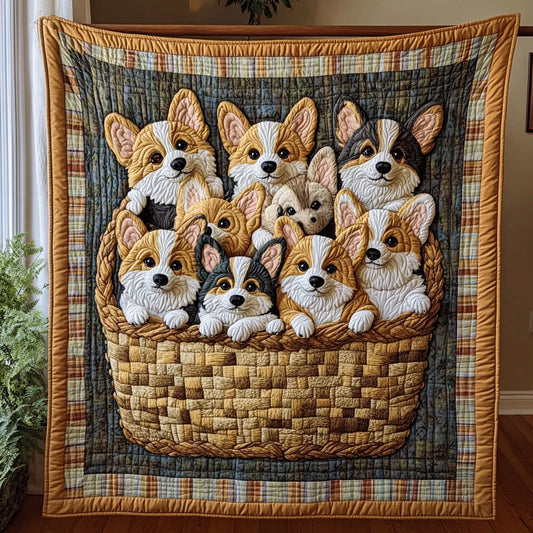Puppy Harvest Quilt Blanket