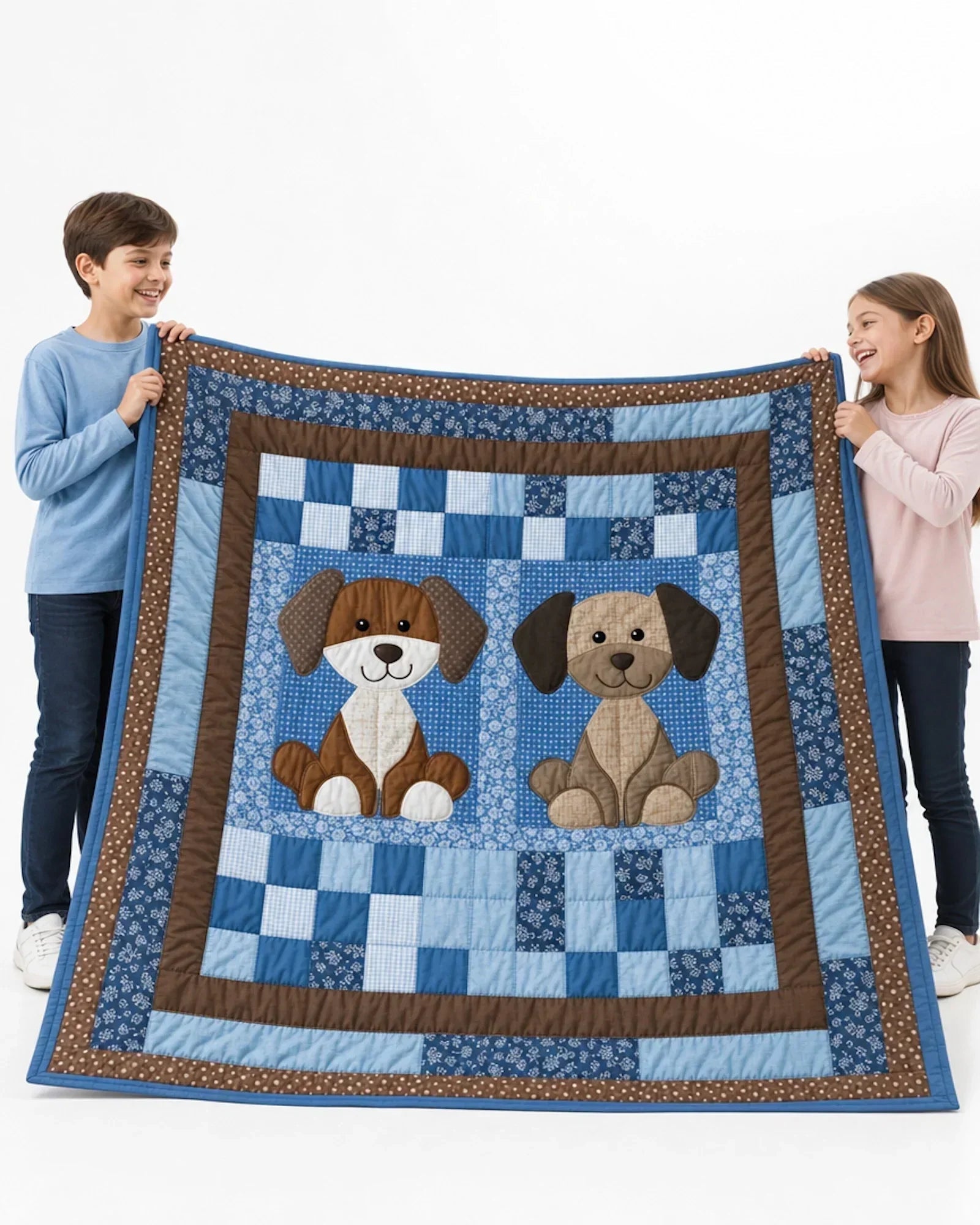 Puppy Pals Quilt Blanket - Quilted Blanket by OtterMia