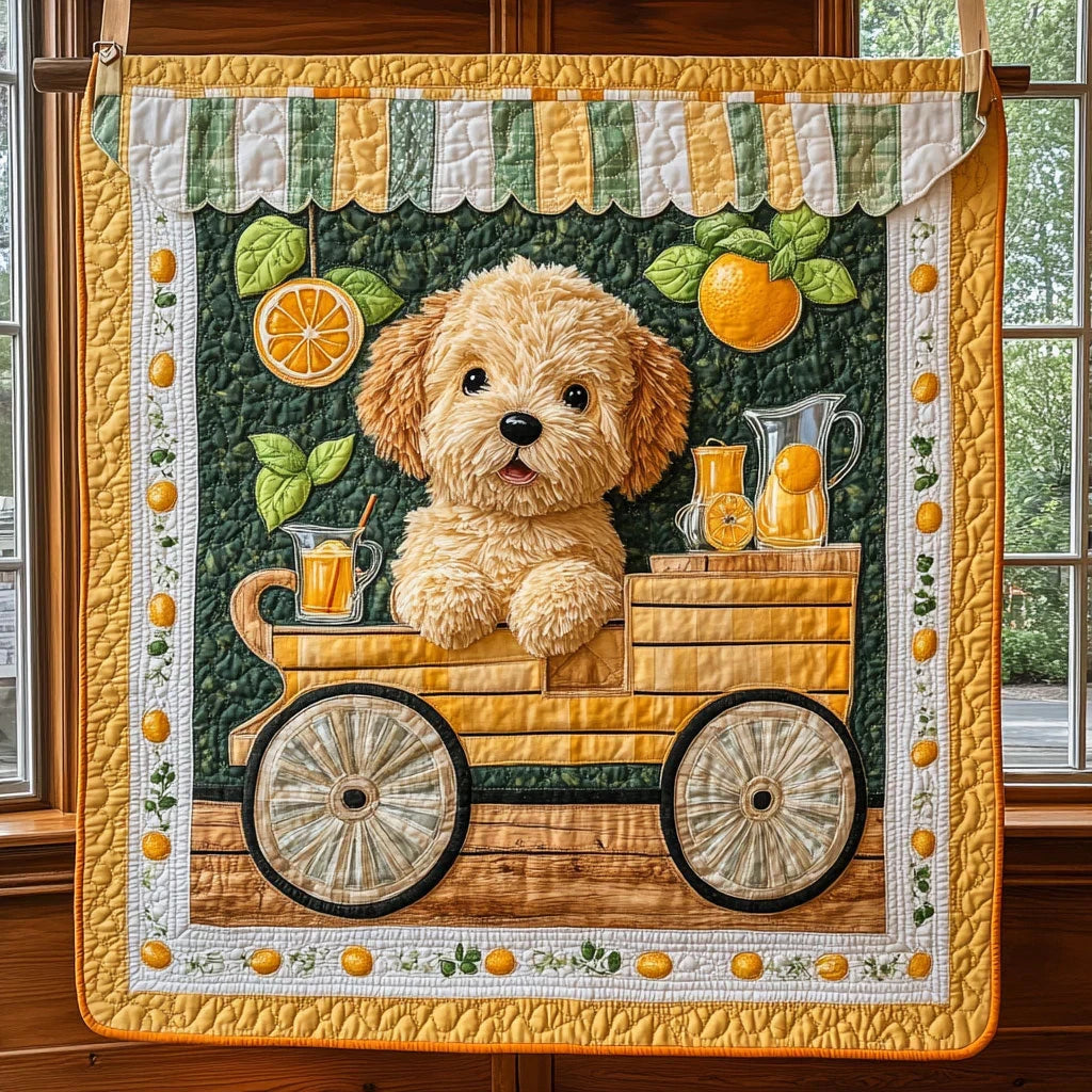 Puppy's Lemon Day Quilt Blanket