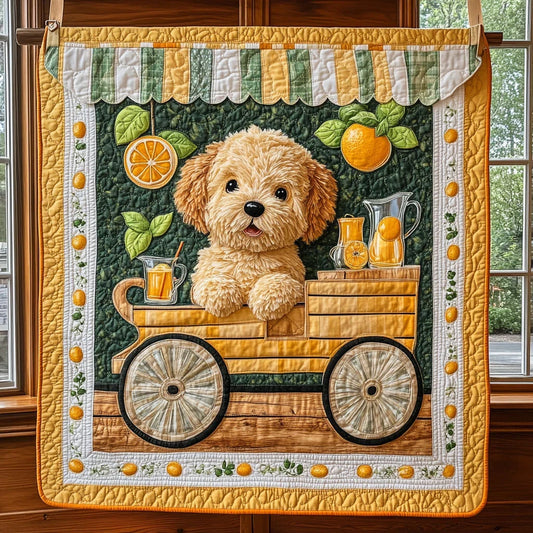Puppy's Lemon Day Quilt Blanket