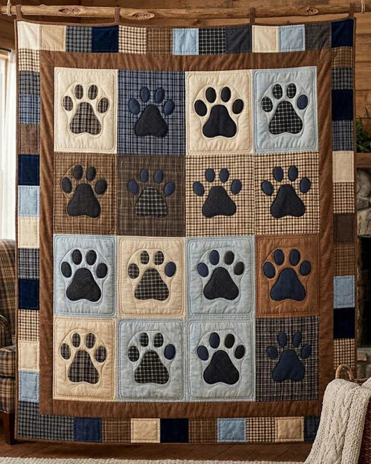 Puppy Tracks Quilt Blanket - Quilted Blanket by OtterMia