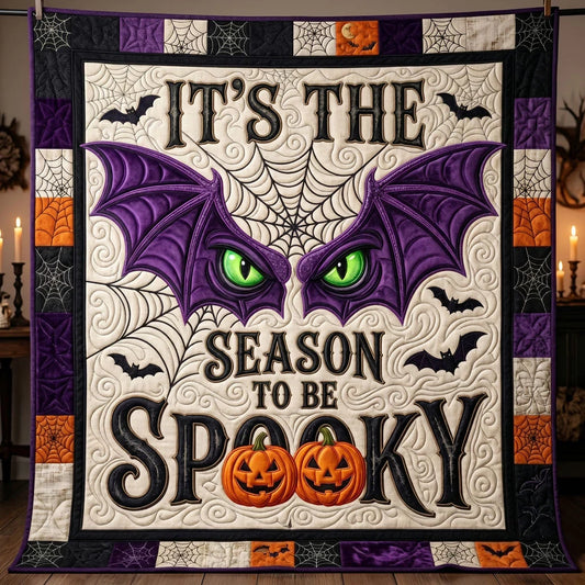 Purple Bat Eyes Halloween Patchwork Quilt Blanket