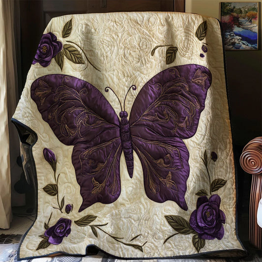 Purple Butterfly Quilt Blanket
