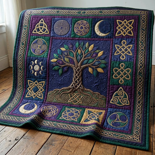 Purple Celtic Trinity Quilt Blanket