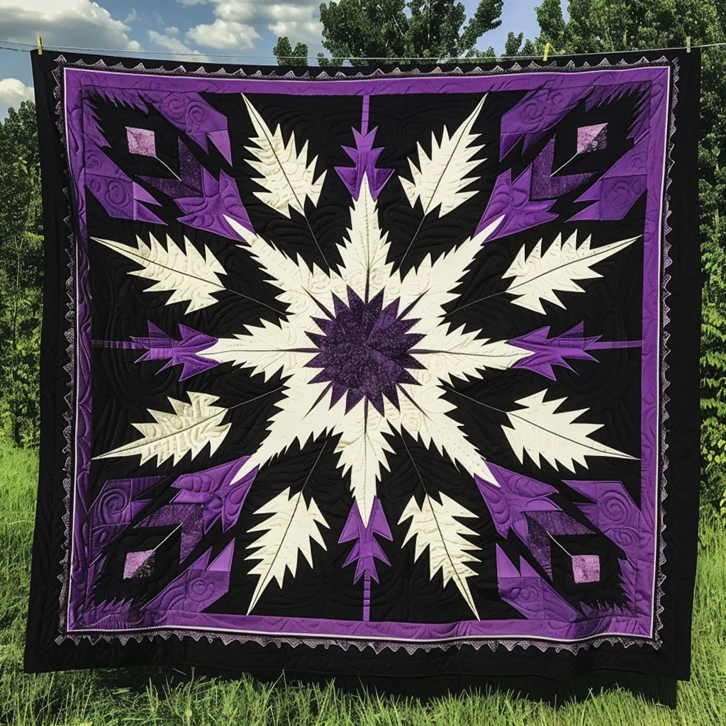 Purple Feather Quilt Blanket