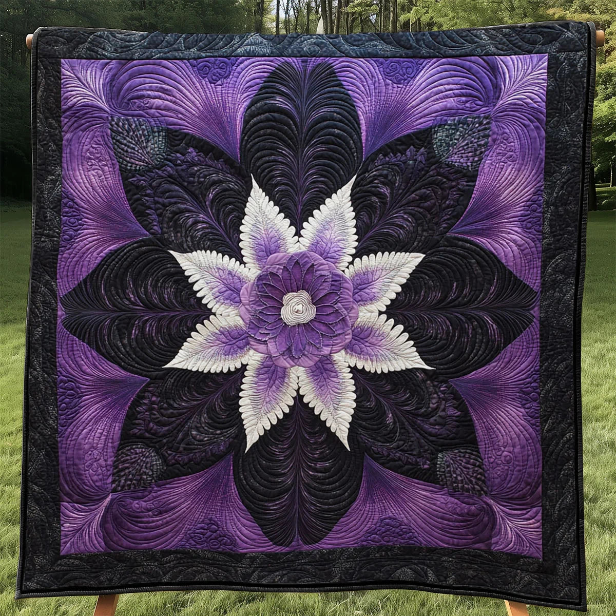 Purple Flower Magic Quilt Blanket
