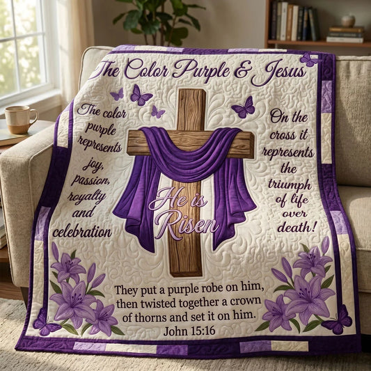 Purple Grace Cross Quilt Blanket