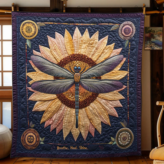 Purple Healing Dragonfly Quilt Blanket
