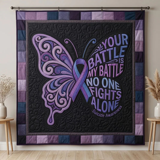Purple Hope Butterfly Quilt Blanket