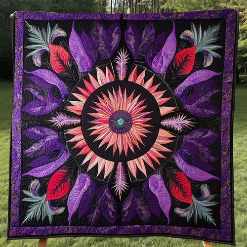 Purple Majestic Feather Quilt Blanket