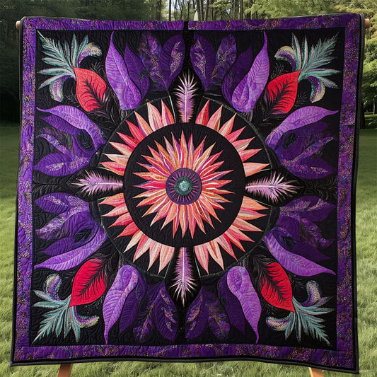 Purple Majestic Feather Quilt Blanket