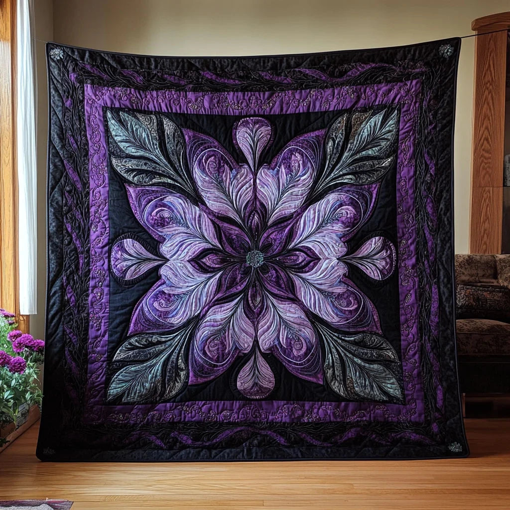 Purple Majestic Flower Quilt Blanket