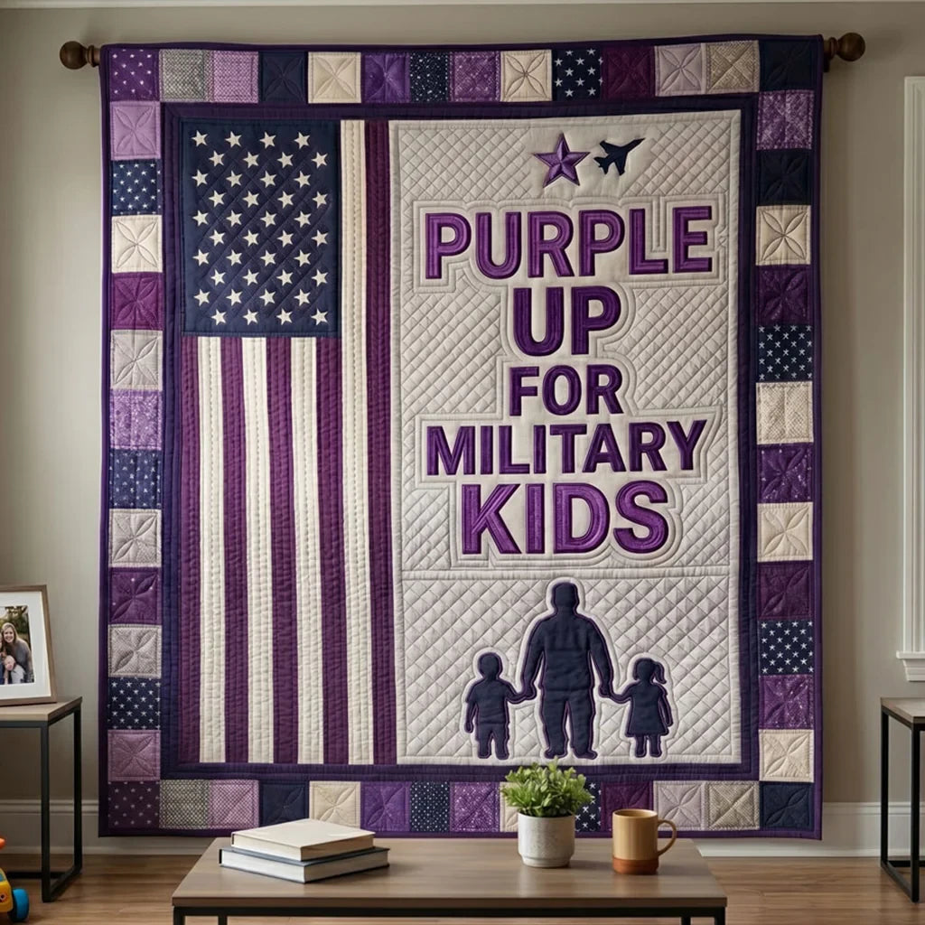 Purple Pride Military Kids Quilt Blanket