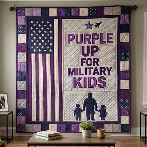 Purple Pride Military Kids Quilt Blanket