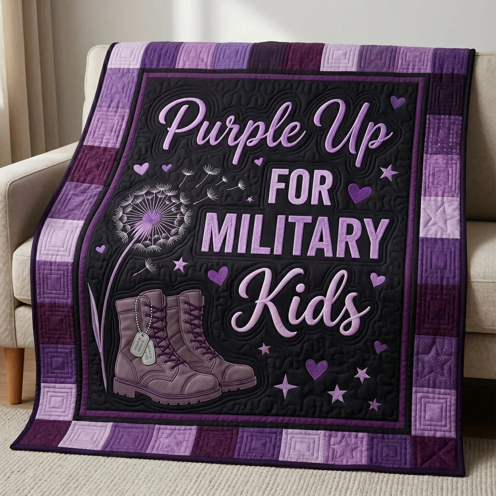 Purple Up Military Kids Quilt Blanket