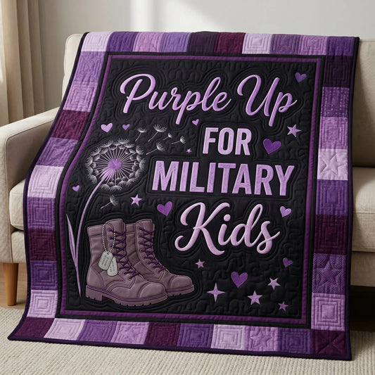 Purple Up Military Kids Quilt Blanket