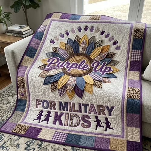 Purple Up Sunflower Quilt Blanket