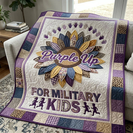 Purple Up Sunflower Quilt Blanket