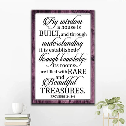 by wisdom a house is built wall art proverbs 24 3 4 bible verse wall art (Landscape) (view 4)