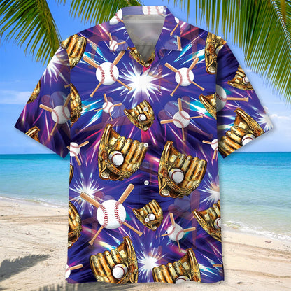 Purple Baseball Gloves Hawaiian Shirt, custom shirt gift for men