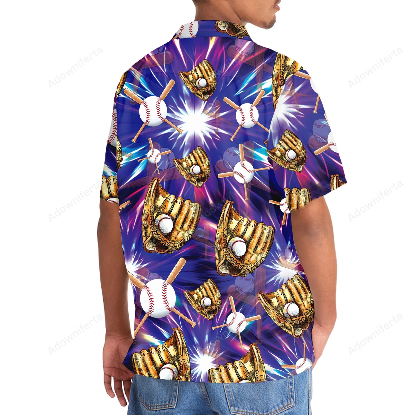Purple Baseball Gloves Hawaiian Shirt, custom shirt gift for men (view 2)