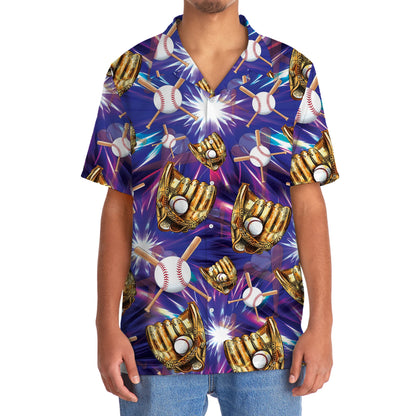 Purple Baseball Gloves Hawaiian Shirt, custom shirt gift for men (view 3)