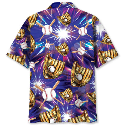 Purple Baseball Gloves Hawaiian Shirt, custom shirt gift for men (view 4)