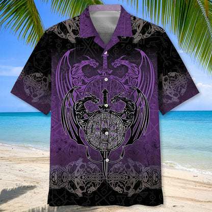 Purple Dragon Hawaiian Shirt, custom shirt gift for men