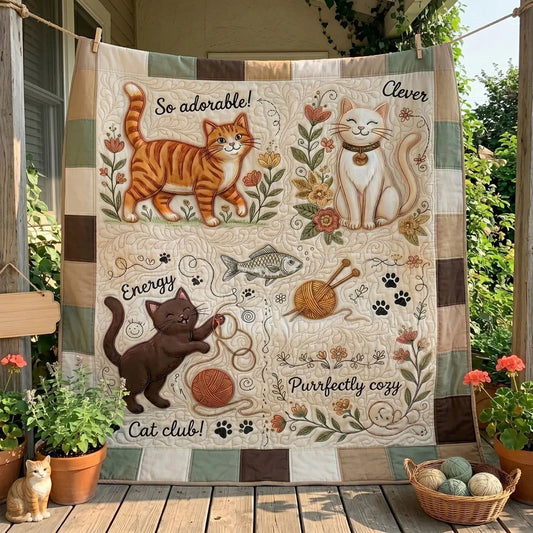 Purrfect Cat Club Quilt Blanket