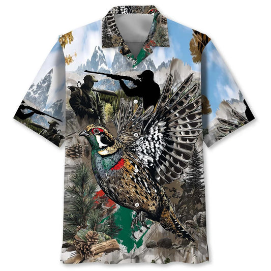 Quail Bird and Hunter in the Wild Hawaiian Shirt, custom shirt gift for men