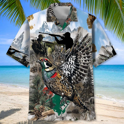 Quail Bird and Hunter in the Wild Hawaiian Shirt, custom shirt gift for men (view 2)