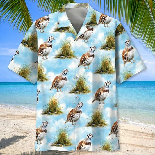 Quail Birds Watercolor Vintage Art Hawaiian Shirt, custom shirt gift for men